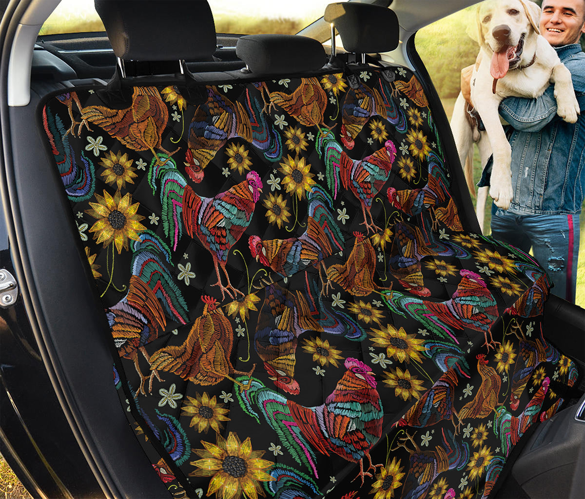 Embroidery Rooster Pattern Print Pet Car Back Seat Cover