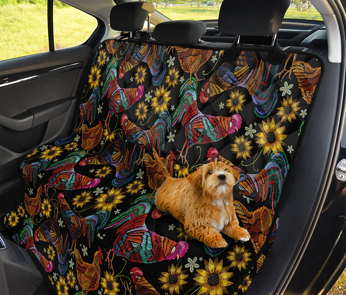 Embroidery Rooster Pattern Print Pet Car Back Seat Cover