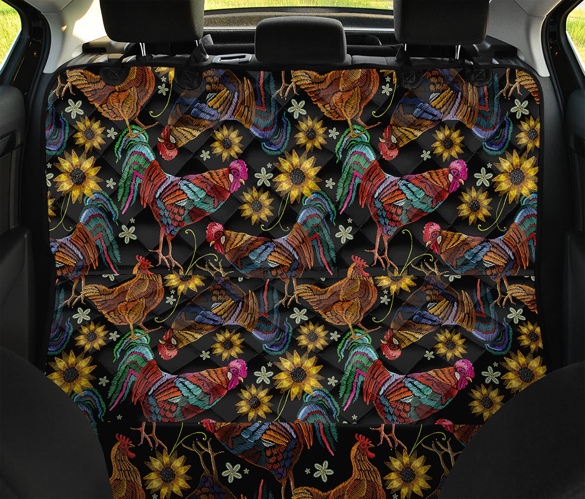 Embroidery Rooster Pattern Print Pet Car Back Seat Cover