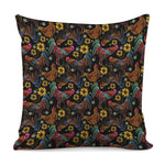 Embroidery Rooster Pattern Print Pillow Cover