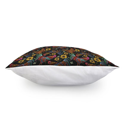 Embroidery Rooster Pattern Print Pillow Cover