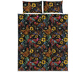 Embroidery Rooster Pattern Print Quilt Bed Set