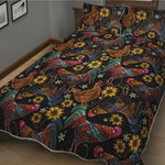 Embroidery Rooster Pattern Print Quilt Bed Set