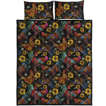 Embroidery Rooster Pattern Print Quilt Bed Set