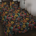 Embroidery Rooster Pattern Print Quilt Bed Set