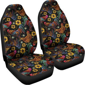 Embroidery Rooster Pattern Print Universal Fit Car Seat Covers