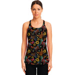 Embroidery Rooster Pattern Print Women's Racerback Tank Top