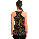 Embroidery Rooster Pattern Print Women's Racerback Tank Top