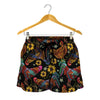 Embroidery Rooster Pattern Print Women's Shorts