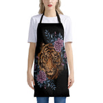 Embroidery Tiger And Flower Print Apron