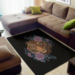 Embroidery Tiger And Flower Print Area Rug