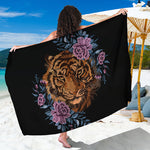Embroidery Tiger And Flower Print Beach Sarong Wrap