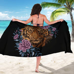 Embroidery Tiger And Flower Print Beach Sarong Wrap