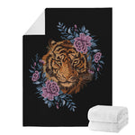 Embroidery Tiger And Flower Print Blanket