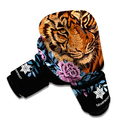 Embroidery Tiger And Flower Print Boxing Gloves