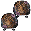Embroidery Tiger And Flower Print Car Headrest Covers