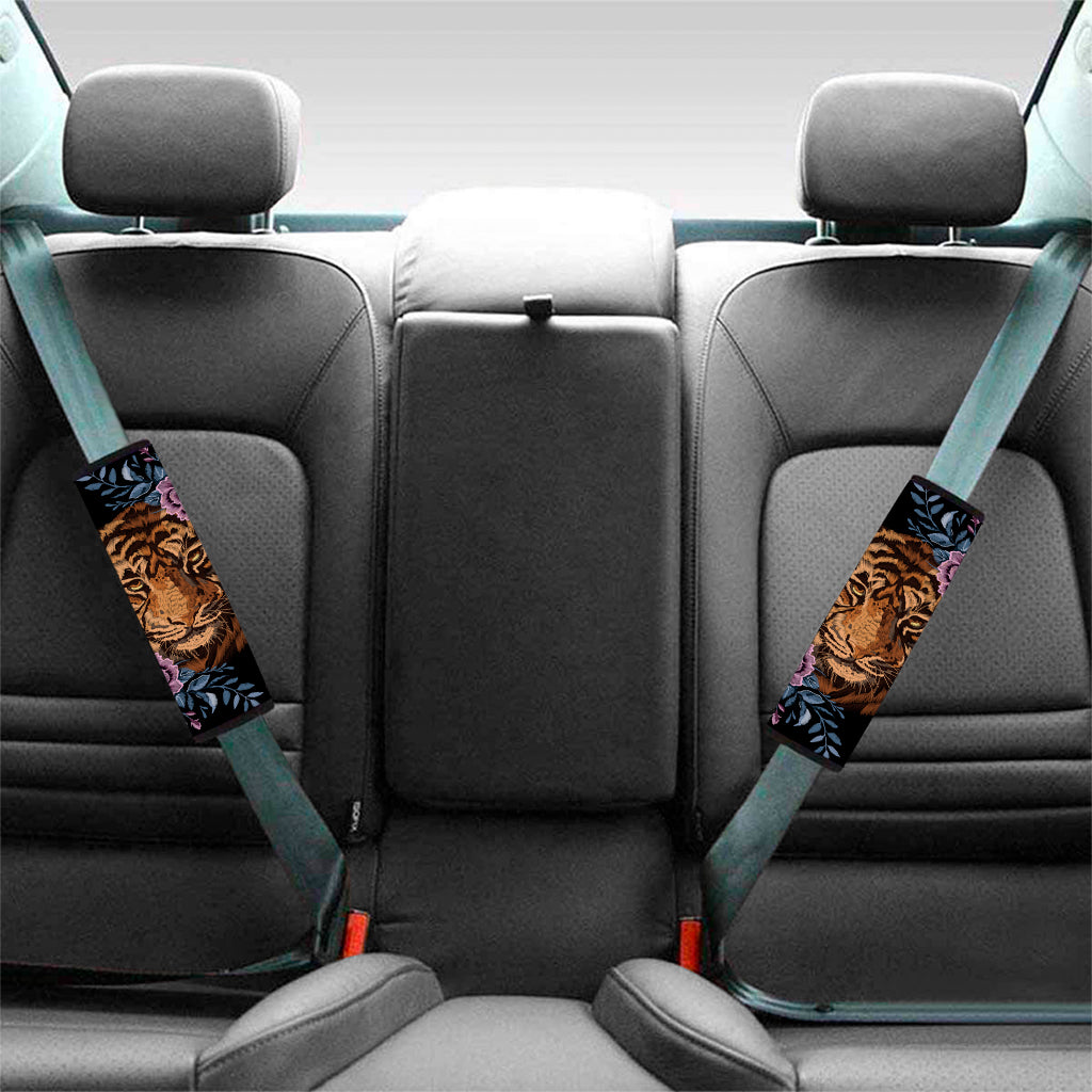 Embroidery Tiger And Flower Print Car Seat Belt Covers