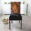 Embroidery Tiger And Flower Print Dining Chair Slipcover