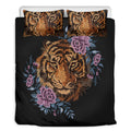 Embroidery Tiger And Flower Print Duvet Cover Bedding Set