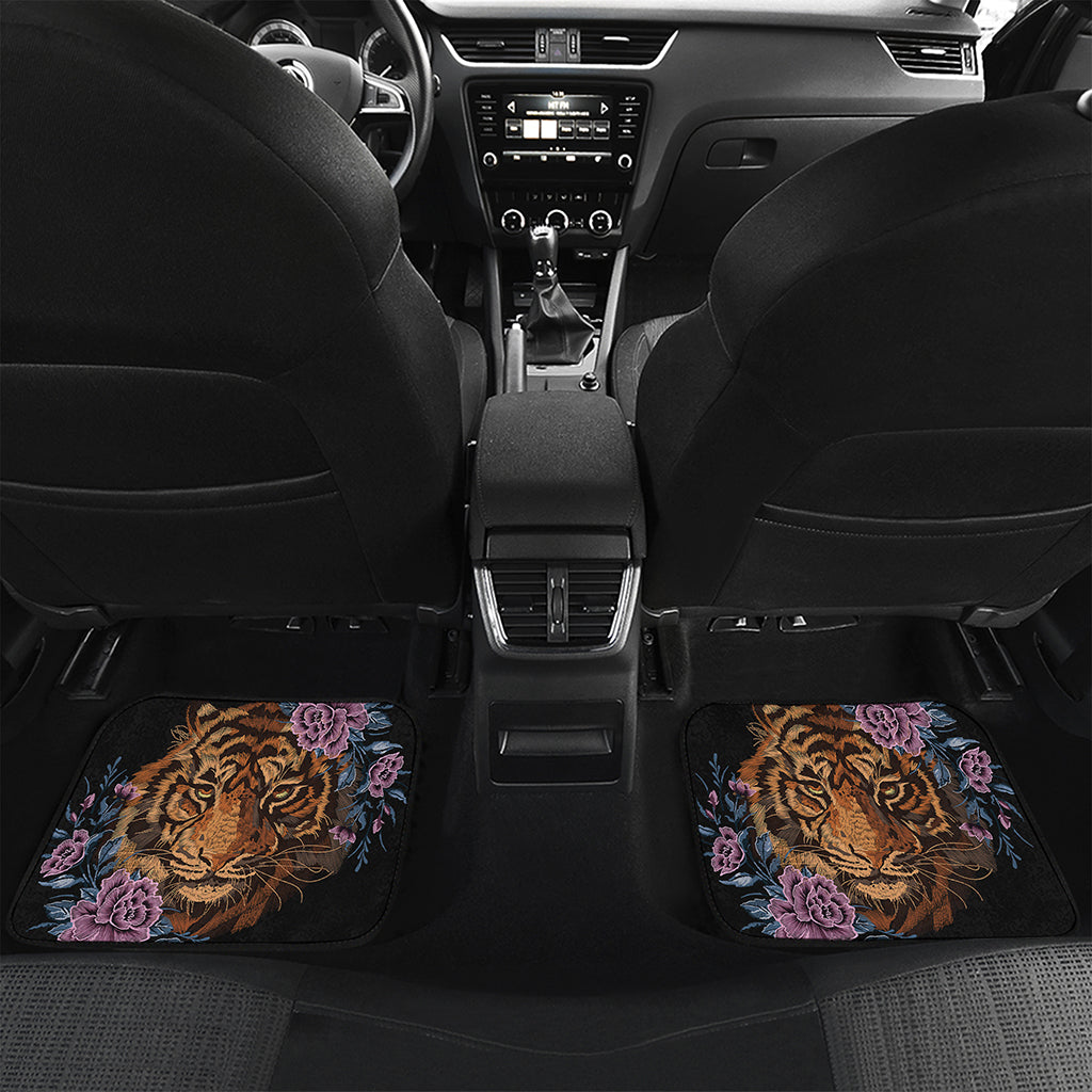 Embroidery Tiger And Flower Print Front and Back Car Floor Mats