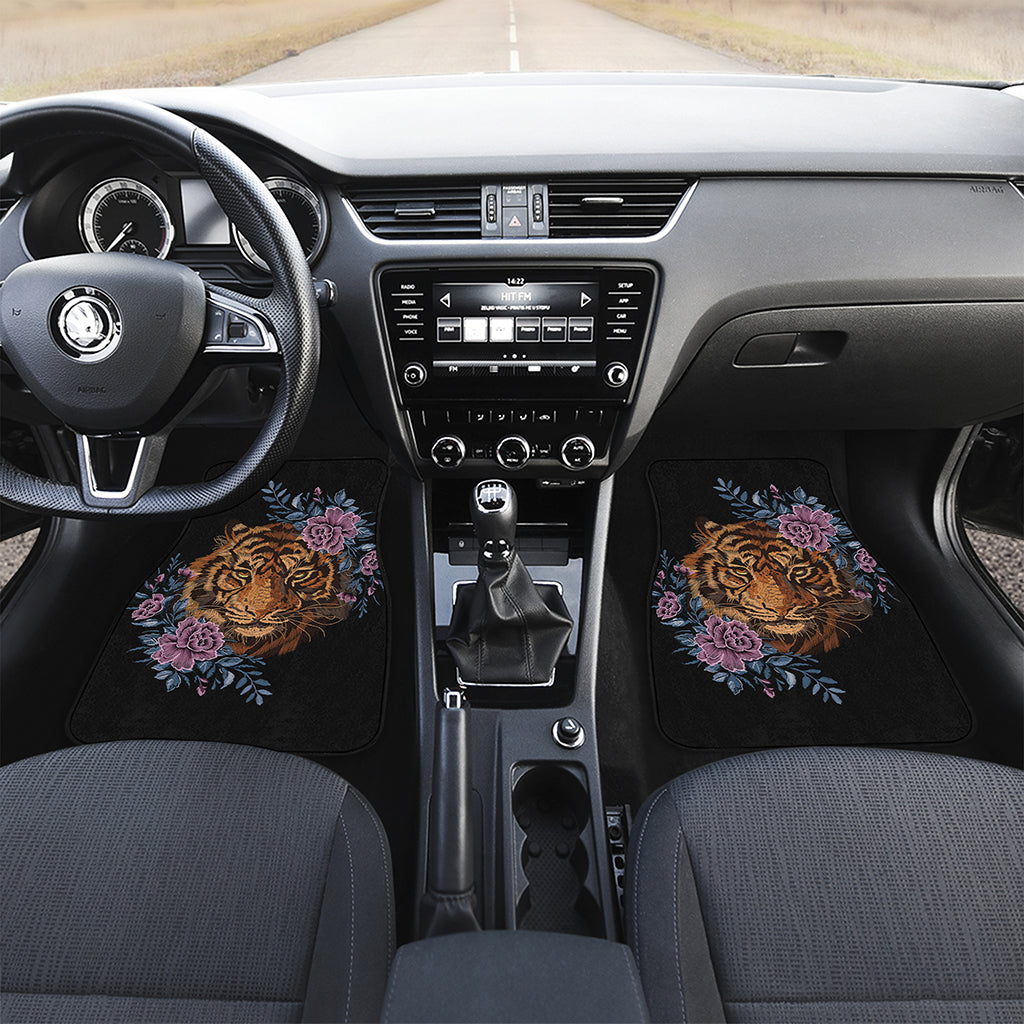 Embroidery Tiger And Flower Print Front Car Floor Mats