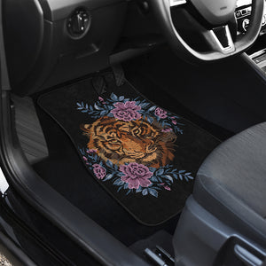 Embroidery Tiger And Flower Print Front Car Floor Mats