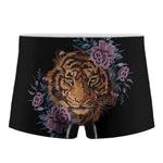 Embroidery Tiger And Flower Print Men's Boxer Briefs