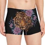 Embroidery Tiger And Flower Print Men's Boxer Briefs