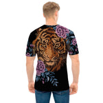 Embroidery Tiger And Flower Print Men's T-Shirt