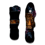 Embroidery Tiger And Flower Print Muay Thai Shin Guard