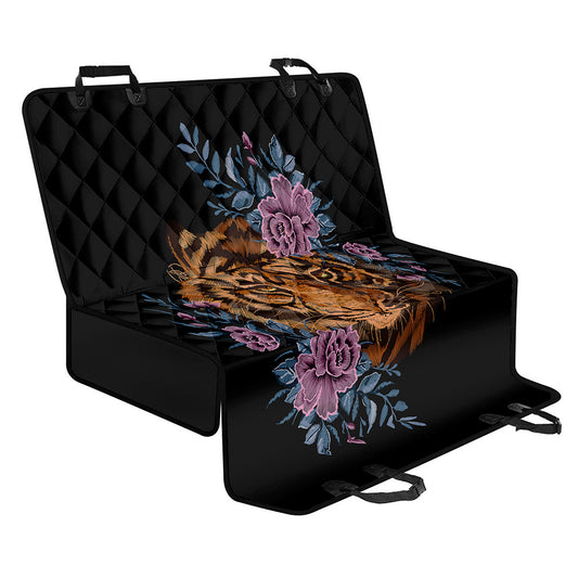 Embroidery Tiger And Flower Print Pet Car Back Seat Cover