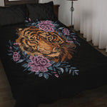 Embroidery Tiger And Flower Print Quilt Bed Set