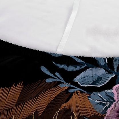 Embroidery Tiger And Flower Print Sofa Cover