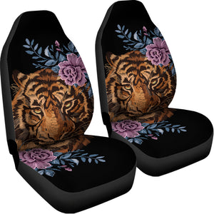 Embroidery Tiger And Flower Print Universal Fit Car Seat Covers