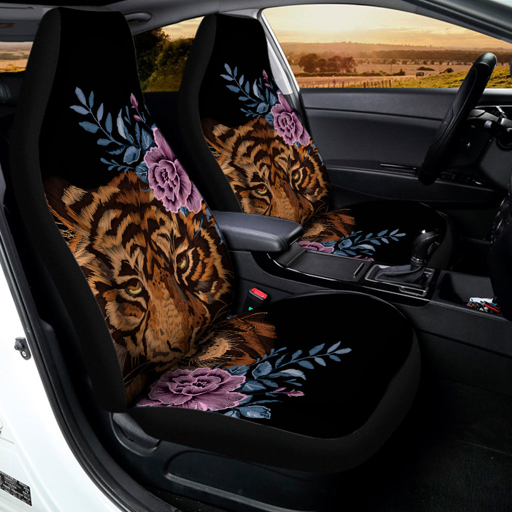Embroidery Tiger And Flower Print Universal Fit Car Seat Covers
