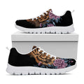 Embroidery Tiger And Flower Print White Running Shoes