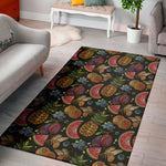 Embroidery Tropical Pattern Print Area Rug