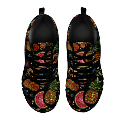 Embroidery Tropical Pattern Print Black Sneakers
