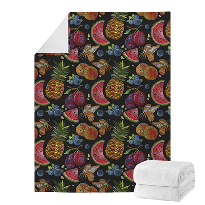 Embroidery Tropical Pattern Print Blanket