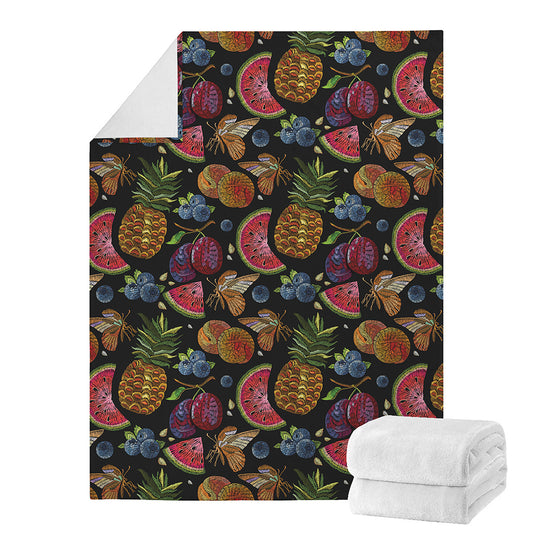 Embroidery Tropical Pattern Print Blanket