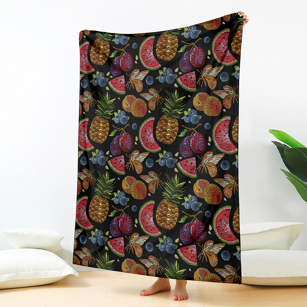 Embroidery Tropical Pattern Print Blanket