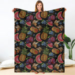 Embroidery Tropical Pattern Print Blanket