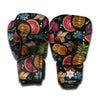 Embroidery Tropical Pattern Print Boxing Gloves