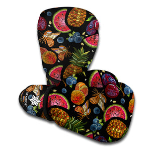 Embroidery Tropical Pattern Print Boxing Gloves