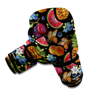 Embroidery Tropical Pattern Print Boxing Gloves