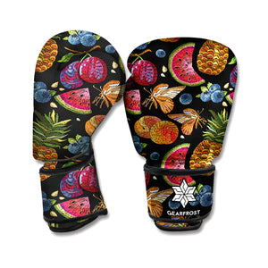 Embroidery Tropical Pattern Print Boxing Gloves