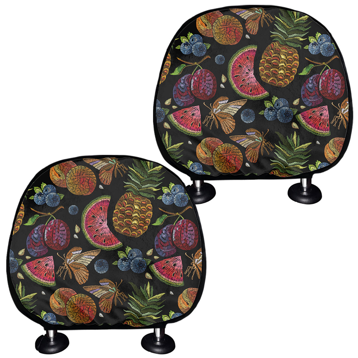 Embroidery Tropical Pattern Print Car Headrest Covers
