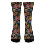 Embroidery Tropical Pattern Print Crew Socks