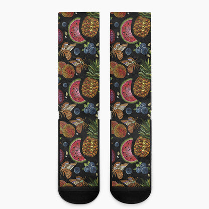 Embroidery Tropical Pattern Print Crew Socks