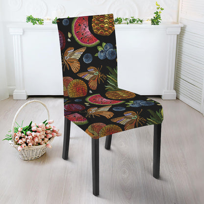 Embroidery Tropical Pattern Print Dining Chair Slipcover